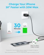 Anker iPhone 17/16 Charger, 2-Pack 20W Fast USB C Charger Block, for iPhone 16/16 Pro Max/15 Series/iPad Pro and More (Black, 2 Pack & 2 Cable) - Image 4