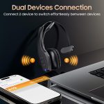 Trucker Bluetooth Headset, Wireless Headset with Mic, Bluetooth Headsets with Dual Noise Cancelling Microphone & Mute Button, 55Hrs Working Time PC Headsets for Cell Phones, Computer, Truck Driver - Image 3