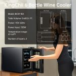 KingChii 6 Bottle Thermoelectric Wine Cooler Refrigerator Advanced Cooling Technology, Stainless Steel & Tempered Glass For Red Wine, Champagne for Home, Kitchen, or Office - Image 6