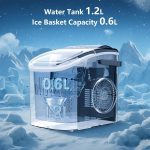 Portable Bullet Ice Maker Machine, One-Click Operation Ice Machine 34LBS/24Hr Production, 6-8 Minutes Quick Ice Making, 1.2L Water Tank, Silver - Image 2
