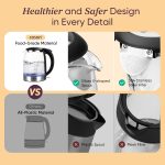 Cosori Electric Kettle, No Plastic Filter & Spout, 1.8Qt Tea Kettle & Hot Water Boiler For Coffee & Tea, Water Heater & Teapot, Automatic Shut Off, Borosilicate glass, Black, 1500W - Image 2