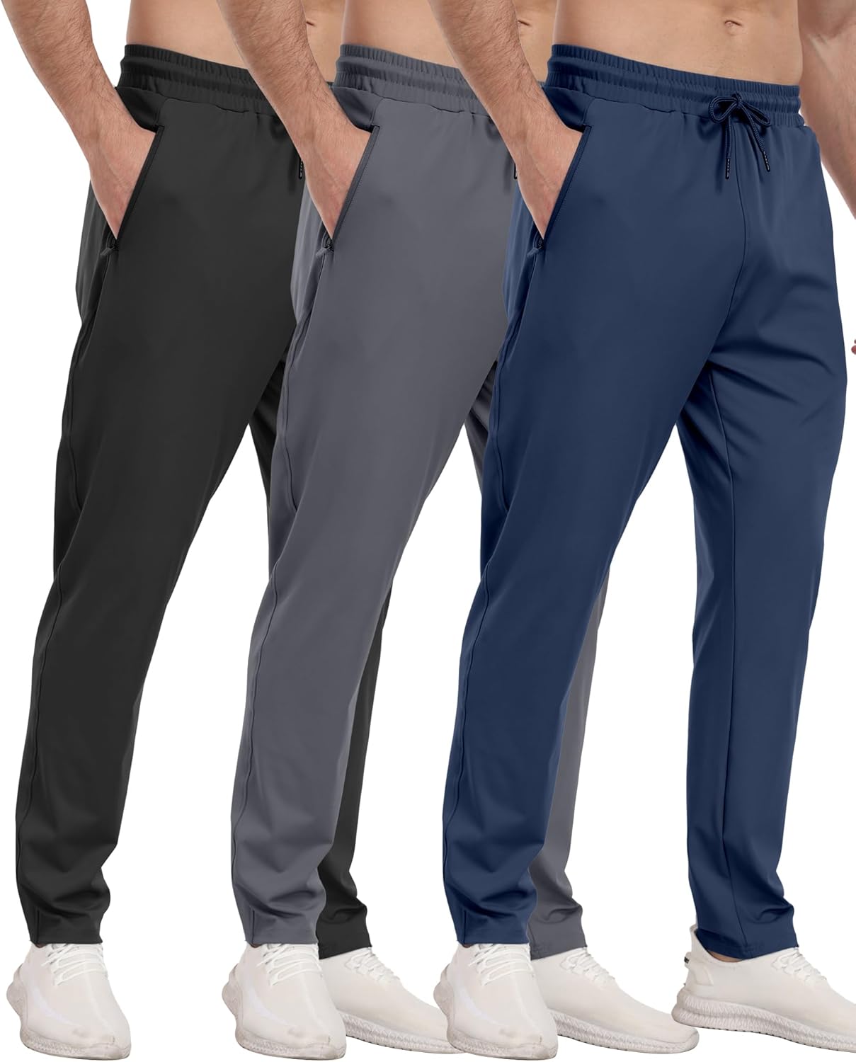 3 Pack Mens Athletic Sweatpants with Zipper Pockets,Workout Gym Joggers 3 Pack Mens Athletic Sweatpants with Zipper Pockets,Workout Gym Joggers Pants for Men Running Jogging Pants
