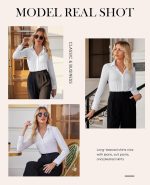 siliteelon Button Down Shirts for Women Slim fit Long Sleeve Stretch Dress Shirts Work Shirt Wrinkle Free Office Blouses - Image 7
