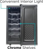 BLACK+DECKER Wine Fridge 12 Bottles, Thermoelectric Wine Cooler Refrigerator with Mirrored Front, Freestanding 12 Bottle Wine Fridge, BD60336 - Image 5