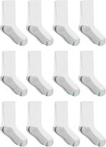 Hanes Boys' Socks, Double Tough Cushioned Crew Socks, 12-pair Packs
