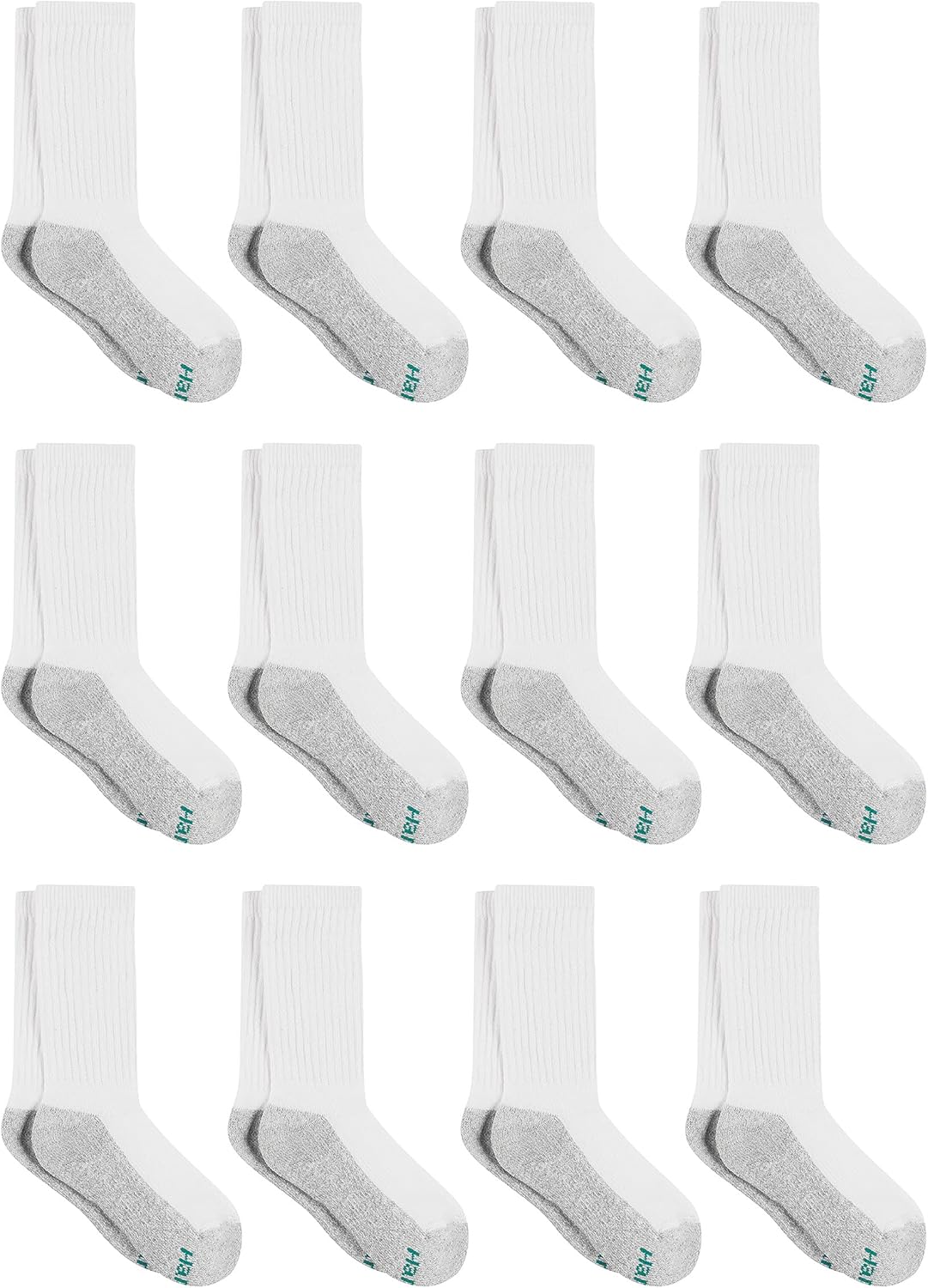 Hanes Boys' Socks, Double Tough Cushioned Crew Socks, 12-pair Packs Hanes Boys' Socks, Double Tough Cushioned Crew Socks, 12-pair Packs