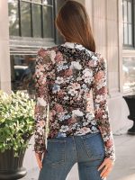 Dealmore Lace Sheer Long Sleeve Floral Mesh Mockneck Trendy Cute Going Out Tops for Women Fall Fashion Outfits 2025 Clothes - Image 4