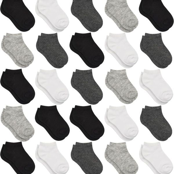 Kids Socks - 25 Pairs Toddler Ankle Socks Set, Low Cut for Boys & Girls (0-14 Years Old)