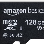 Amazon Basics Micro SDXC Memory Card with Full Size Adapter, A2, U3, Read Speed up to 100 MB/s, 128 GB, Black