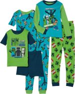 Minecraft boys 6-piece Snug-fit Cotton Pajama Set, Soft & Cute for Kids
