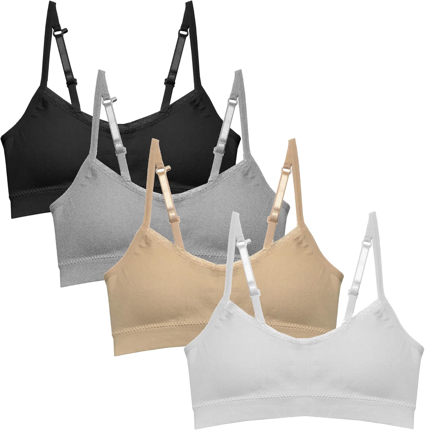 Popular Girls Padded Training Bra Pack – Crop Cami Training Popular Girls Padded Training Bra Pack – Crop Cami Training Bras for Girls. Seamless Bra Design with Removable Padding