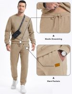 JMIERR Men's 2 Piece Outfits Knit Jacquard Pullover Sweatshirt Tracksuit & Joggers Sweatpants Sweatsuit Sets with Pockets - Image 5