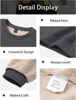 MAGCOMSEN Men's Sherpa Lined Sweatshirts Fleece Pullover Basic Tops Warm Crewneck Winter Sweatshirt - Image 3