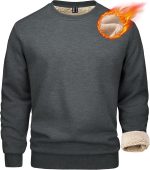 MAGCOMSEN Men's Sherpa Lined Sweatshirts Fleece Pullover Basic Tops Warm Crewneck Winter Sweatshirt