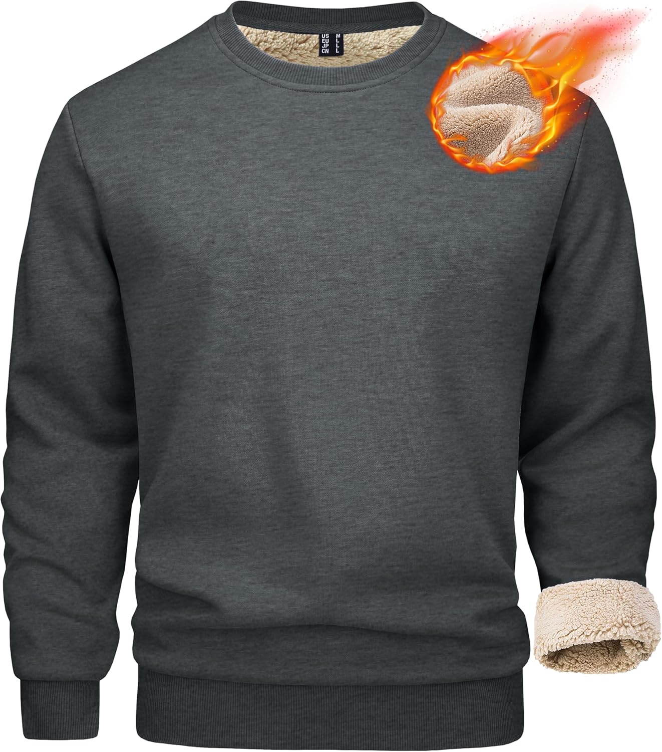 MAGCOMSEN Men's Sherpa Lined Sweatshirts Fleece Pullover Basic Tops Warm MAGCOMSEN Men's Sherpa Lined Sweatshirts Fleece Pullover Basic Tops Warm Crewneck Winter Sweatshirt