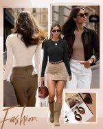 Ficerd 3 Pack Women's Ribbed Long Sleeve Tops, Crew Neck Slim Fit Undershirts Knit Basic Casual Stretch Layering Tee Shirts - Image 5