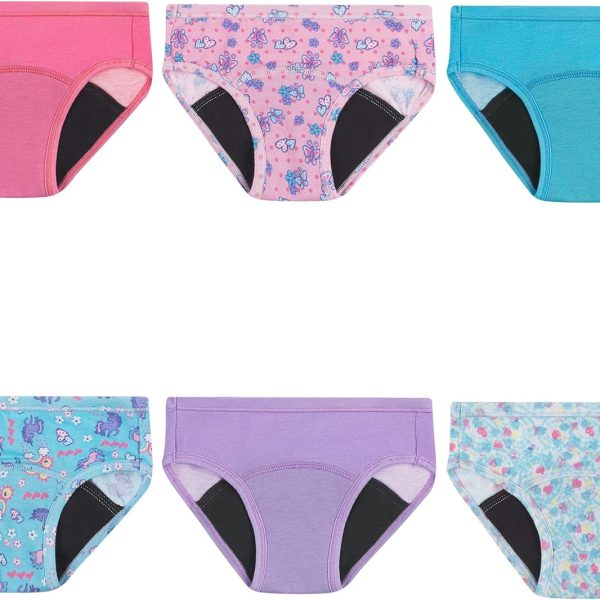 Hanes Toddler Girls' Potty Trainer Brief, Moisture-Wicking Panty, Odor Protection Potty Trainer Underwear, 6-Pack