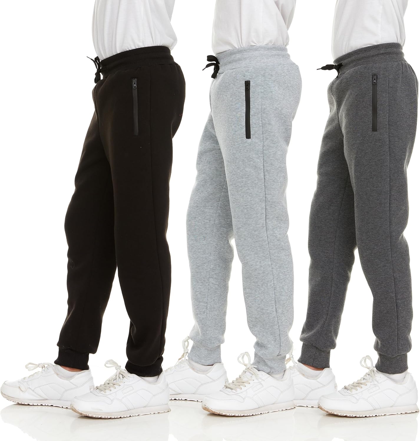 PURE CHAMP 3Pk Boys Sweatpants Fleece Athletic Workout Kids Clothes PURE CHAMP 3Pk Boys Sweatpants Fleece Athletic Workout Kids Clothes Boys Joggers with Zipper Pocket and Drawstring Size 4-20