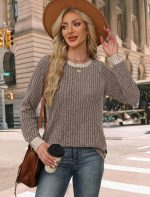 WIHOLL Long Sleeve Shirts for Women Lightweight Sweaters Fall Outfits 2025 Color Block Winter Clothing Dressy Casual Soft - Image 4
