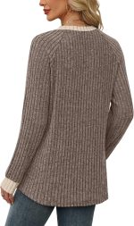 WIHOLL Long Sleeve Shirts for Women Lightweight Sweaters Fall Outfits 2025 Color Block Winter Clothing Dressy Casual Soft - Image 5