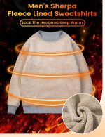 MAGCOMSEN Men's Sherpa Lined Sweatshirts Fleece Pullover Basic Tops Warm Crewneck Winter Sweatshirt - Image 2