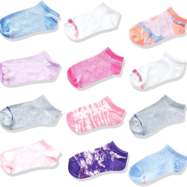 Hanes girls Socks, Fashion Patterned Soft Socks, No Show, Ankle, and Crew, 12-pair Packs