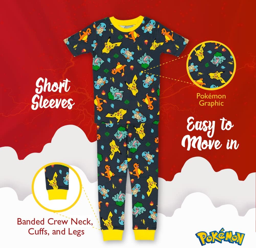 Pokémon boys 6-piece Snug-fit Cotton Pajama Set, Soft & Cute for Kids 7 Pokémon boys 6-piece Snug-fit Cotton Pajama Set, Soft & Cute for Kids - Image 7