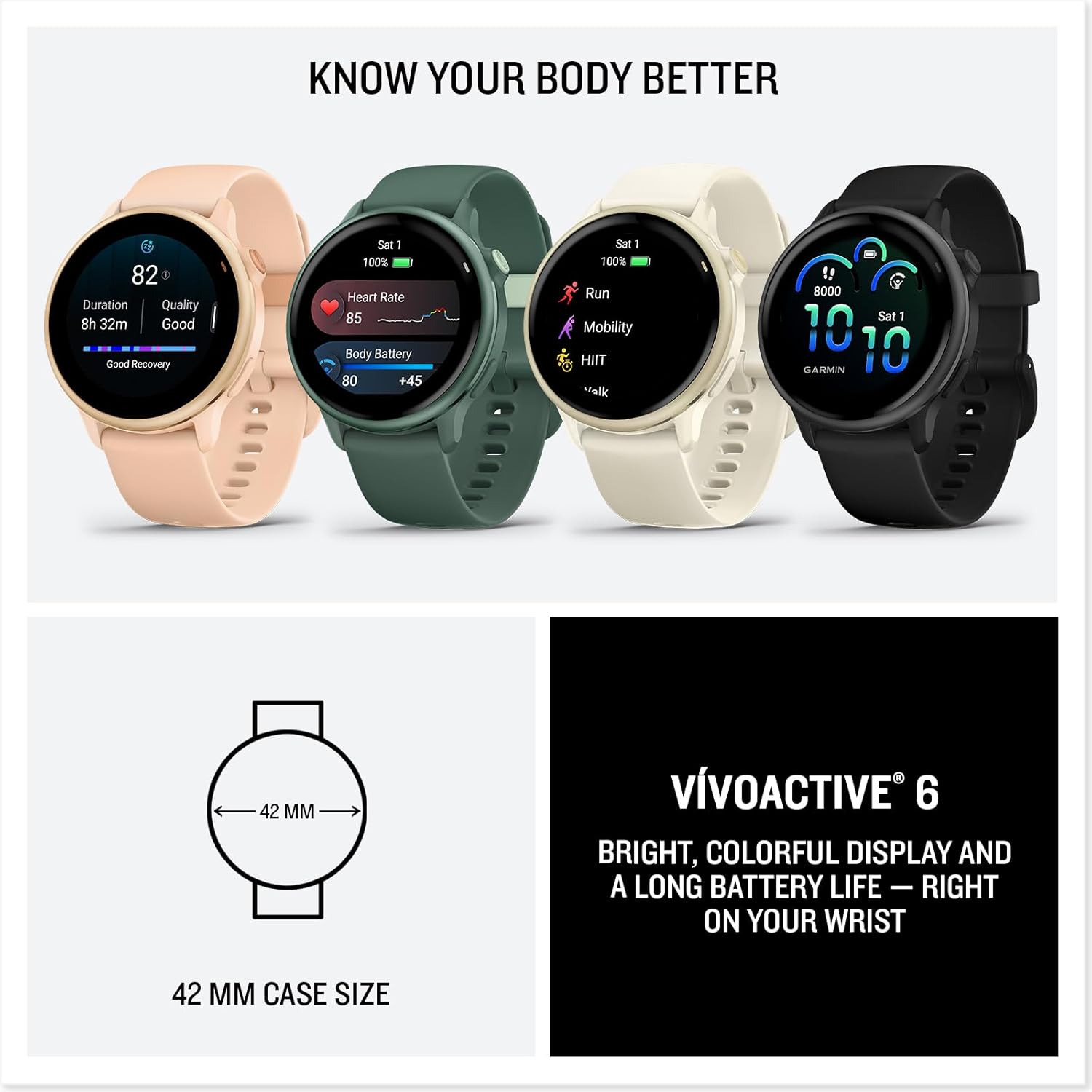 Garmin vívoactive® 6, Health and Fitness GPS Smartwatch, AMOLED Display, Up to 11 Days of Battery, Slate with Black Band 9 Garmin vívoactive® 6, Health and Fitness GPS Smartwatch, AMOLED Display, Up to 11 Days of Battery, Slate with Black Band - Image 9