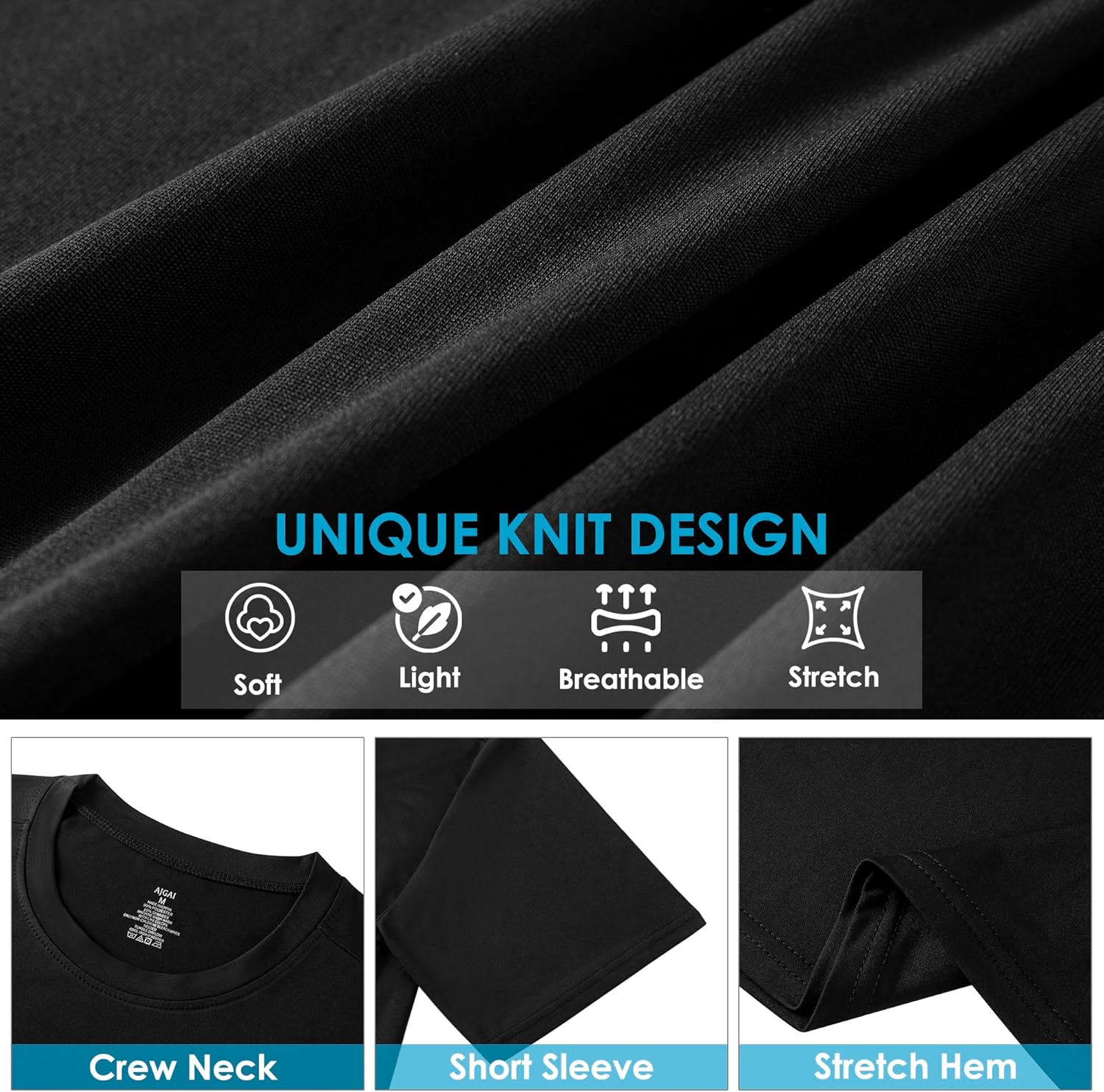 2&5 Pack Men's Sports T Shirts,Crew Neck Breathable Quick-Dry Short Sleeve, Lightweight Gym Tee for Athletic Running Casual 4 2&5 Pack Men's Sports T Shirts,Crew Neck Breathable Quick-Dry Short Sleeve, Lightweight Gym Tee for Athletic Running Casual - Image 4