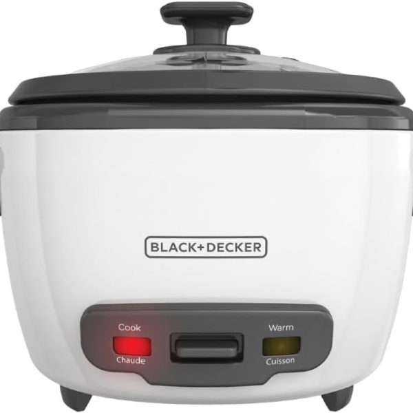 BLACK+DECKER 16-Cup Rice Cooker, RC516, 8-Cup Uncooked Rice, Steaming Basket, Removable Non-Stick Bowl, One Touch