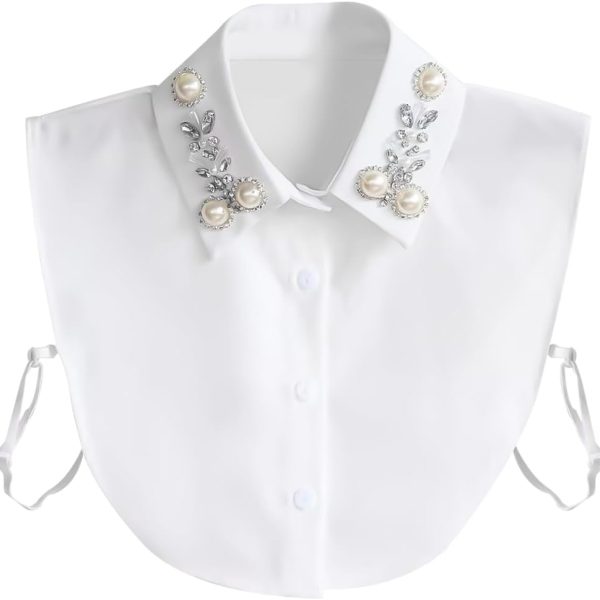 Joyci Diamond Pearl False Collar Peterpan Fake Collar Half Shirt Dickey