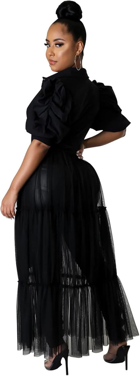 Ekaliy Women Sexy Short Sleeve Bodycon High Low Asymmetrical Ruffle Tunics Blouse Shirt Top Dress 2 Ekaliy Women Sexy Short Sleeve Bodycon High Low Asymmetrical Ruffle Tunics Blouse Shirt Top Dress - Image 2