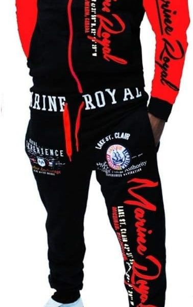 HHGKED Men 's Casual Tracksuit Hooded Full Zip Elastic Waistband Sweatsuit Set