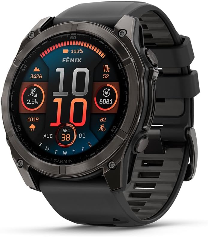 Garmin fēnix® 8 – 51 mm, AMOLED, Sapphire, Premium Multisport GPS Smartwatch, Long-Lasting Battery Life, Dive-Rated, Built-in LED Flashlight, Carbon Gray DLC Titanium with Pebble Gray Band 1 Garmin fēnix® 8 – 51 mm, AMOLED, Sapphire, Premium Multisport GPS Smartwatch, Long-Lasting Battery Life, Dive-Rated, Built-in LED Flashlight, Carbon Gray DLC Titanium with Pebble Gray Band