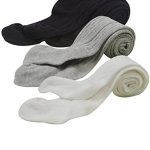Girl Tights Thick Cable Knit Leggings Stockings Cotton Pantyhose 3 Pairs for 6-8 Years Little Girl Black White Grey