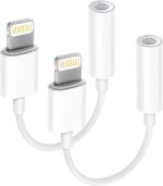 [Apple MFi Certified] 2 Pack Lightning to 3.5 mm Headphone Jack Adapter, iPhone Aux Adapter Converter Dongle Audio Cable Compatible with iPhone 14 13 12 11 X XS 8 7