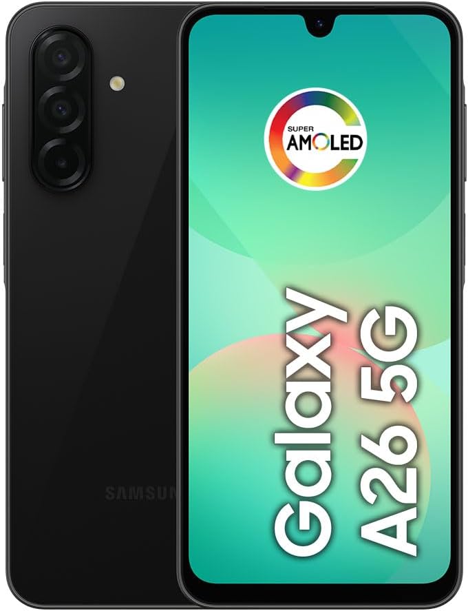 SAMSUNG Galaxy A26 5G 2025 with AI | 256GB, 8GB, SAMSUNG Galaxy A26 5G 2025 with AI | 256GB, 8GB, Dual SIM | 6.7" 120Hz AMOLED, IP67 Water Resistant, Android 15 | International Model Factory Unlocked for T-Mobile, Global | 25W Charger Bundle (Black)