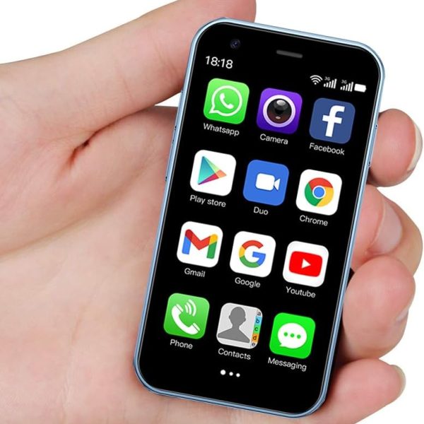 Mini Smartphone, Mini Phone Unlocked Cell Phone 3.0 Inch Android 3G Small Mobile Child Phone Quad Core 2G+16G 5.0MP Dual SIM High Definition (Blue)