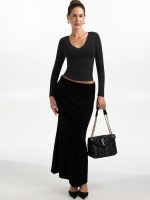 PINKMSTYLE Women Sexy V Neck Lace Long Sleeve Shirts Basic Fitted Double Lined Going Out Y2K Trendy Fall Tops - Image 6