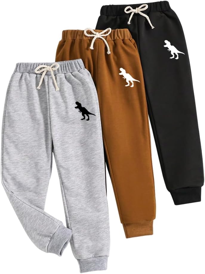 Nivne Tco Toddler Boy Pants - 3 Pack Sweatpants - Nivne Tco Toddler Boy Pants - 3 Pack Sweatpants - Dinosaur Graphic Print Toddler Jogger Pants Size 3T 4T 5T 6T 7T