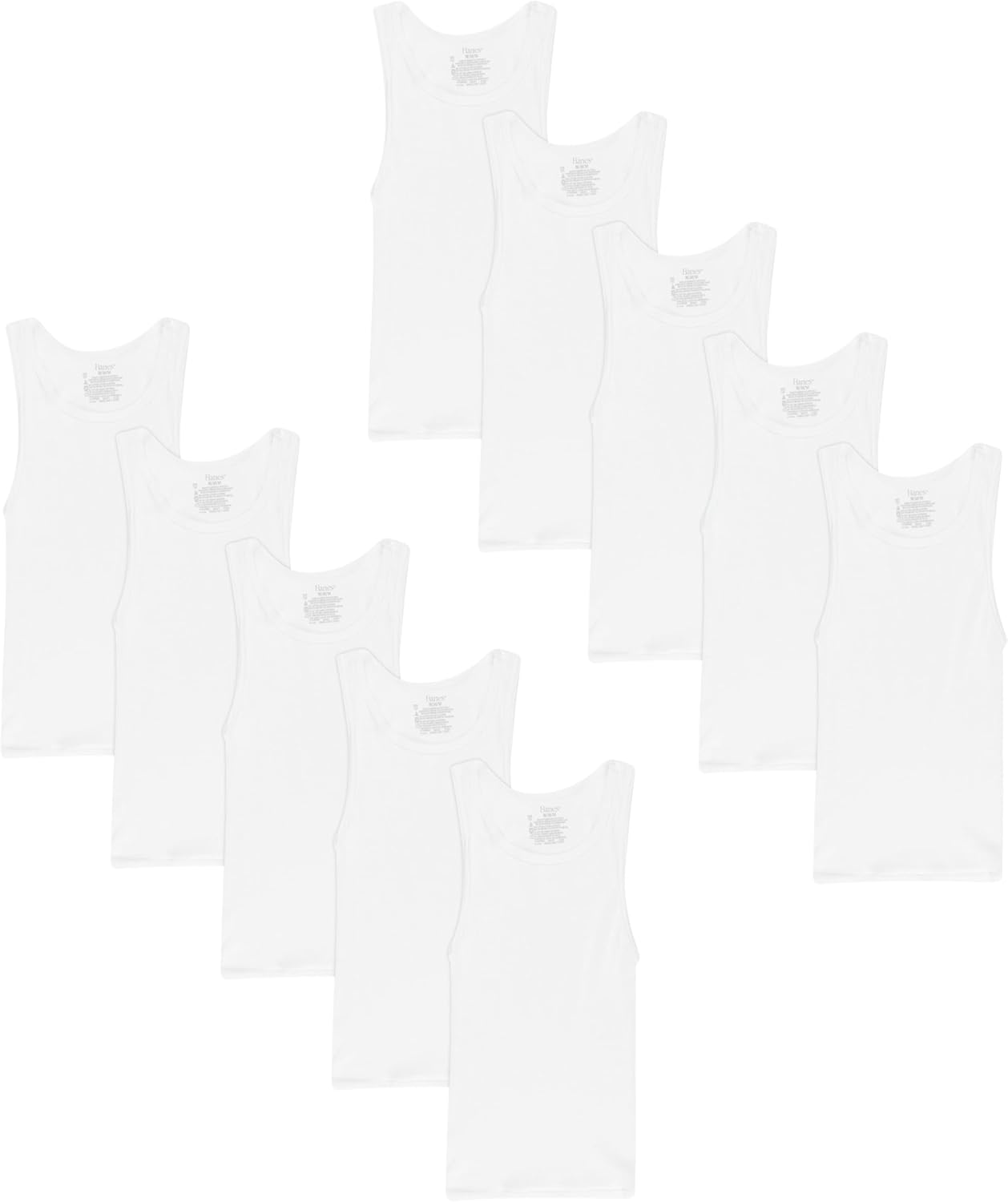 Hanes Boys’ Tank Cotton Undershirt, EcoSmart, 10 Pack, White Hanes Boys’ Tank Cotton Undershirt, EcoSmart, 10 Pack, White