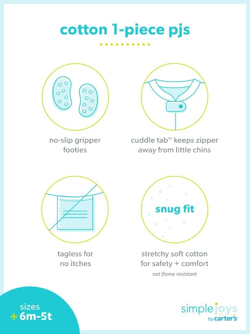 Simple Joys by Carter's Girls' 3-Pack Snug Fit Footed Cotton Pajamas 4 Simple Joys by Carter's Girls' 3-Pack Snug Fit Footed Cotton Pajamas - Image 4
