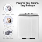 COSTWAY Portable Washing Machine, Twin Tub 26lbs Capacity Laundry, 18lbs Washer and 8lbs Spinner Combo with Timer Knobs, Built-in Drain Pump, Compact Washer for Home Dorm Apartment (Grey+White) - Image 7