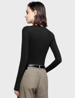 PUMIEY Women's Long Sleeve T Shirts Crew Neck Slim Fit Tops Sexy Basic Tee Smoke Cloud Pro Collection - Image 4