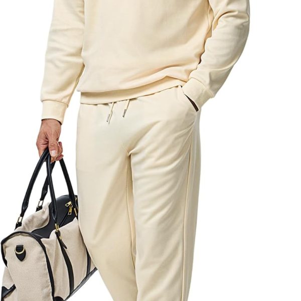 JMIERR 2025 Men Fall Tracksuit 2 Piece Set Old Money Polo Quarter Zip Twill Sweatsuits Jogging Sweatpants Loungewear