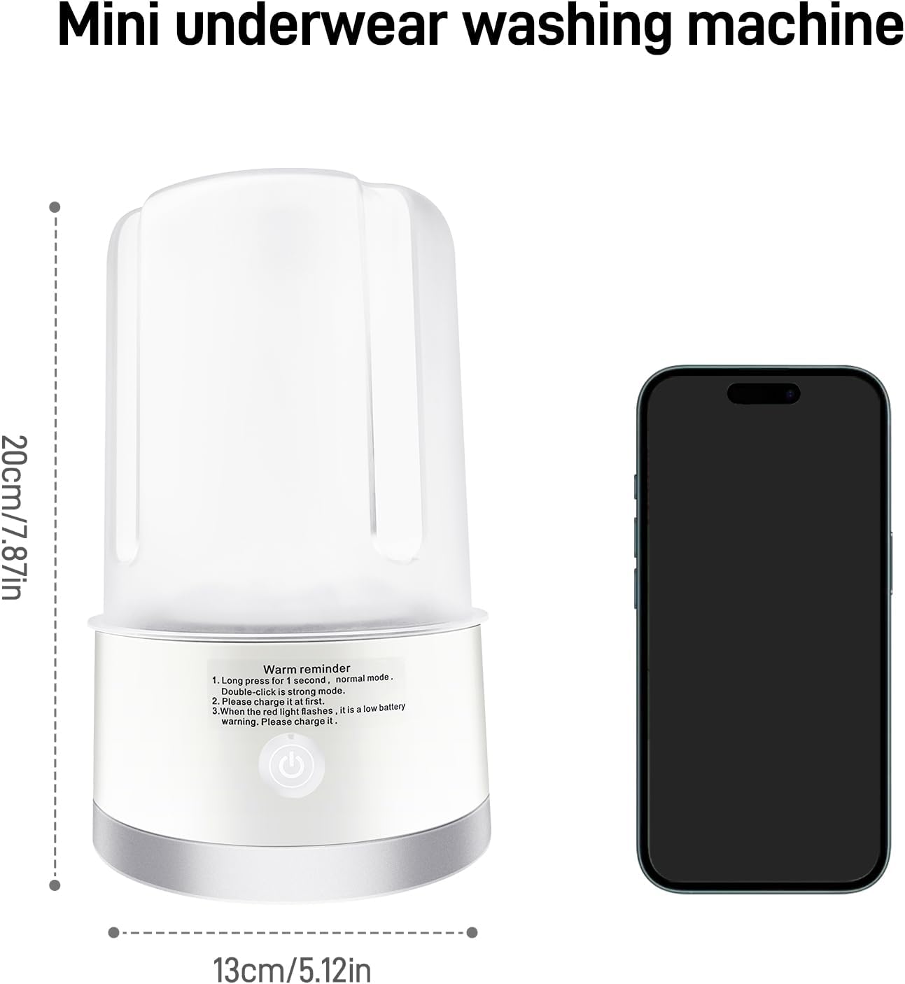 Underwear Washing Machine | Portable 1L Rechargeable Mini Washer Deep Cleaning of Underwear, Baby Small Clothes, Socks | Lightweight and Compact for Apartment, Dorm, Hotel, Travel (White) 3 Underwear Washing Machine | Portable 1L Rechargeable Mini Washer Deep Cleaning of Underwear, Baby Small Clothes, Socks | Lightweight and Compact for Apartment, Dorm, Hotel, Travel (White) - Image 3