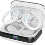 Bluetooth Headphones Wireless Earbuds with 75Hrs Playback, LED Display Charging Case, IPX7 Waterproof, Over-Ear Design Ear Buds for Sports/Running/Workout - White