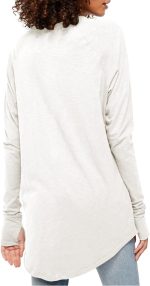 Fisoew Women's Casual Long Sleeve Tops Crew Neck Round Hem Loose T-Shirts Tunic Tops with Thumb Holes - Image 2