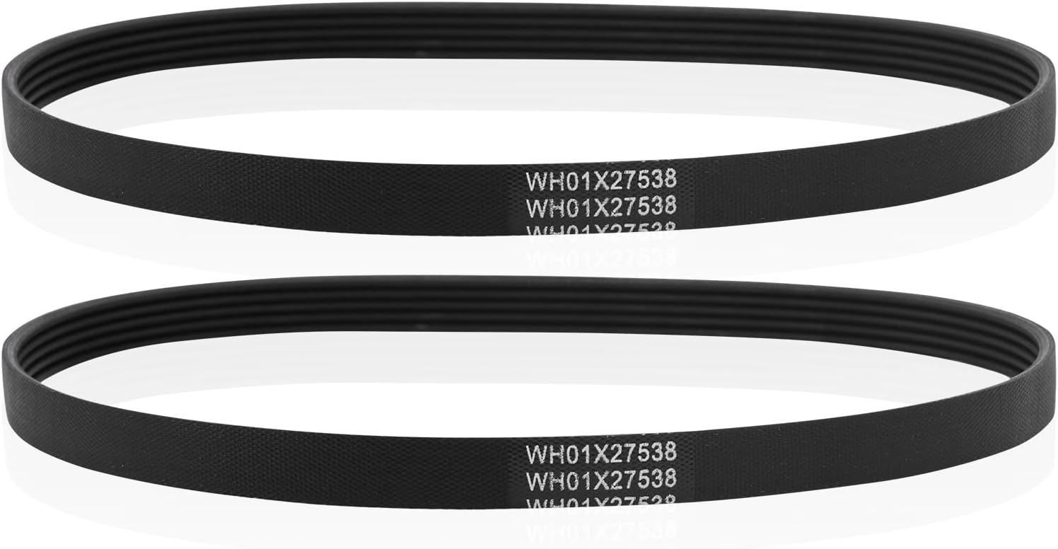 2pcs WH01X27538 Washer Drive Belt Replacement, Compatible with GE Washing 2pcs WH01X27538 Washer Drive Belt Replacement, Compatible with GE Washing Machines Replaces Parts AP6328256 PS12299369 4587903 290D1101P005 (Black)