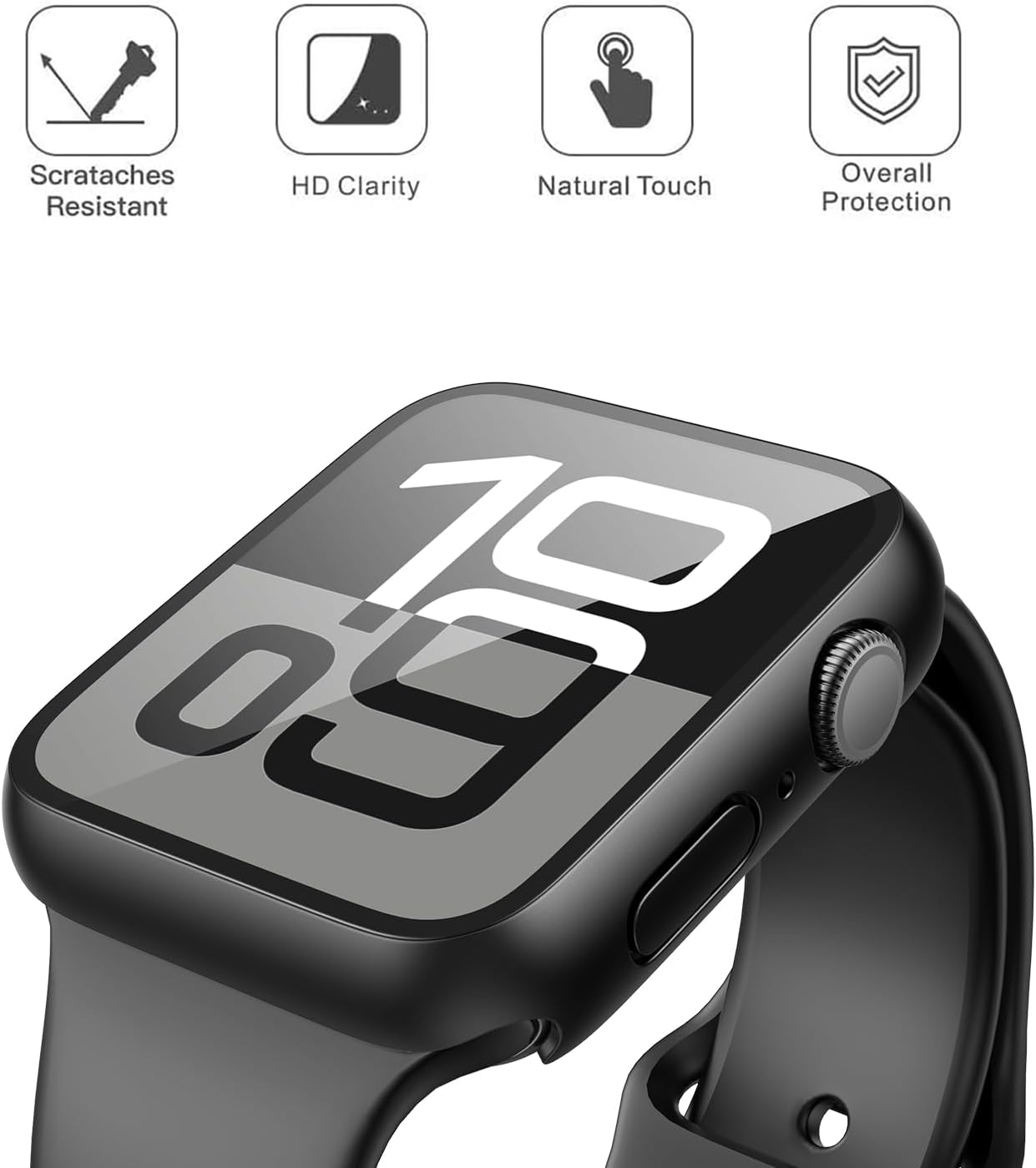 Misxi 2 Pack Tempered Glass Case Compatible for Apple Watch Series 10 (2024) 46mm, Hard PC Screen Protector Overall Protection Ultra-Thin Lightweight Scratch-Resistant Cover for iWatch, Satin Black 2 Misxi 2 Pack Tempered Glass Case Compatible for Apple Watch Series 10 (2024) 46mm, Hard PC Screen Protector Overall Protection Ultra-Thin Lightweight Scratch-Resistant Cover for iWatch, Satin Black - Image 2